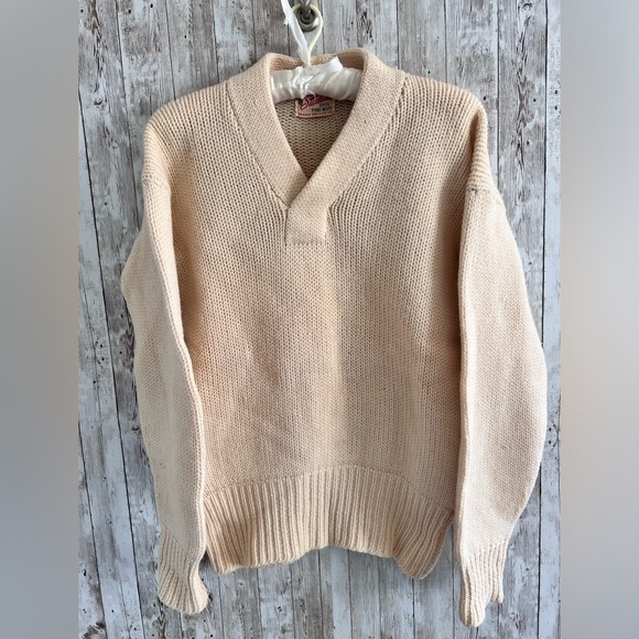 V-Neck Cream Sweater - Picture 1 of 6